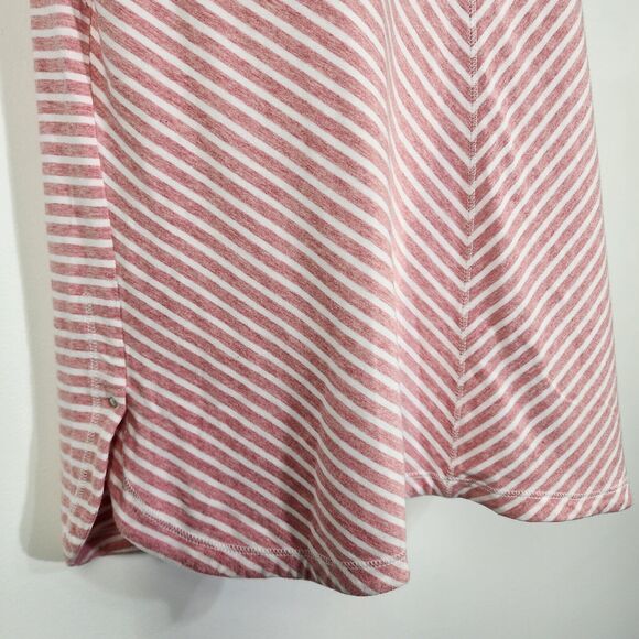 Chico's Weekends Womens Tee Size 1 Medium Heathered Stripe V Neck Stretch Knit - Picture 6 of 10